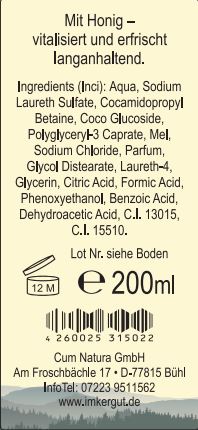 Dusch Balm Etikett von hinten 